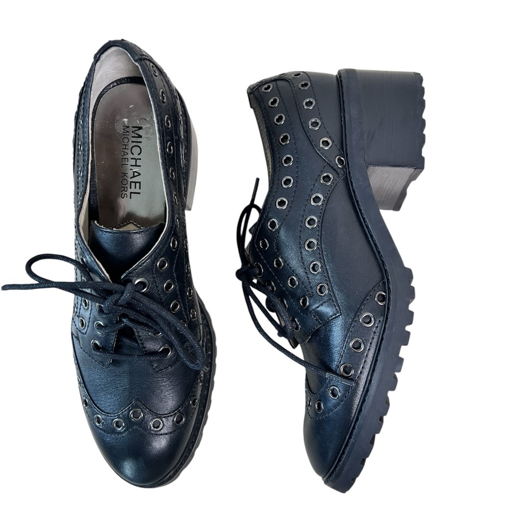 Michael Michael Kors Edison Oxford Shoes Black Leather‎ Lace Up Women’s 7M